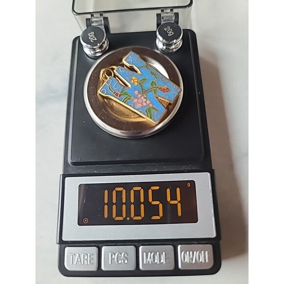 Cloisonne Floral Letter W Shaped Pendant Vintage - Picture 10 of 10